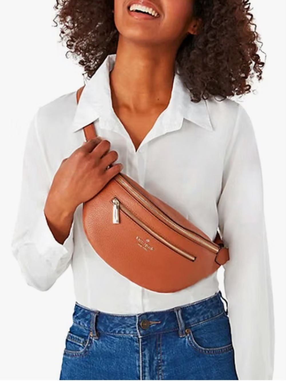 kate spade ♠️ Leila Leather Belt Bag in Warm Gingerbread